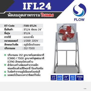 พัดลมอุตสาหกรรมใบแดง ขนาด 24 นิ้ว รุ่น IF24